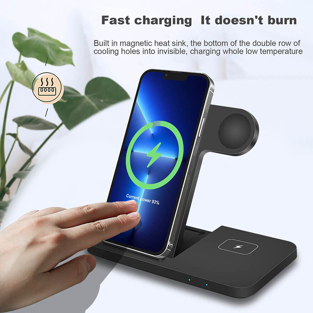 3 in 1 Wireless Charger Dock Charging Station for Apple Watch Iphone 16 15 14 13